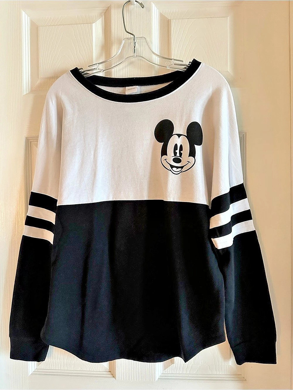 Disney Mickey Mouse Colorblock Sweatshirt Black & White & Silver Medium